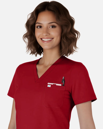 Wine Red – Eadflie Women's Classic V-Neck Jogger Uniform Set – product image 41