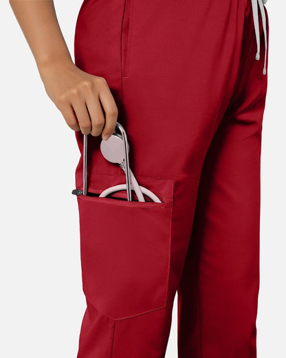 Wine Red – Eadflie Women's Classic V-Neck Jogger Uniform Set – product image 42