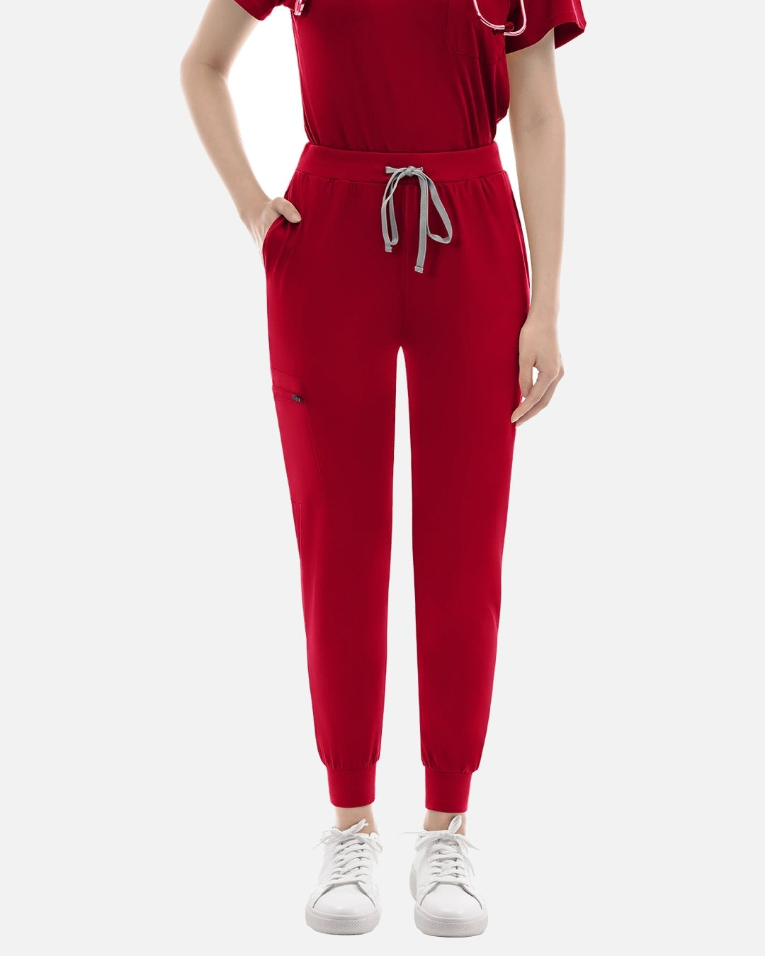 Wine Red – Eadflie Women's Classic V-Neck Jogger Uniform Set – product image 45