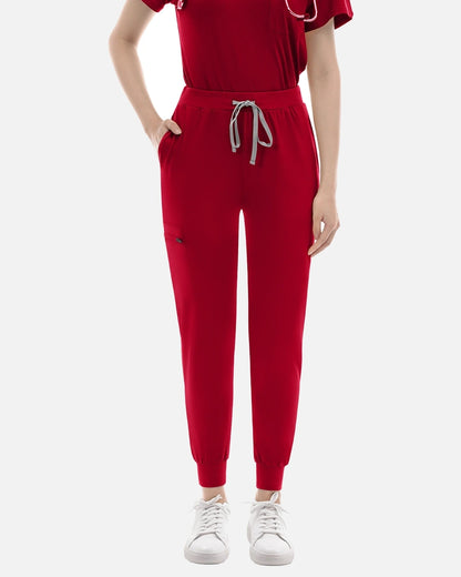 Wine Red – Eadflie Women's Classic V-Neck Jogger Uniform Set – product image 45